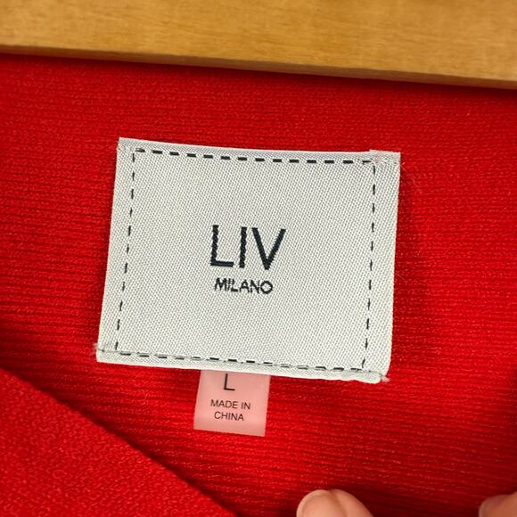 Liv Milano Women Embellished Red Sweater Size Large Rhinestones Glam Party Event - Picture 4 of 5